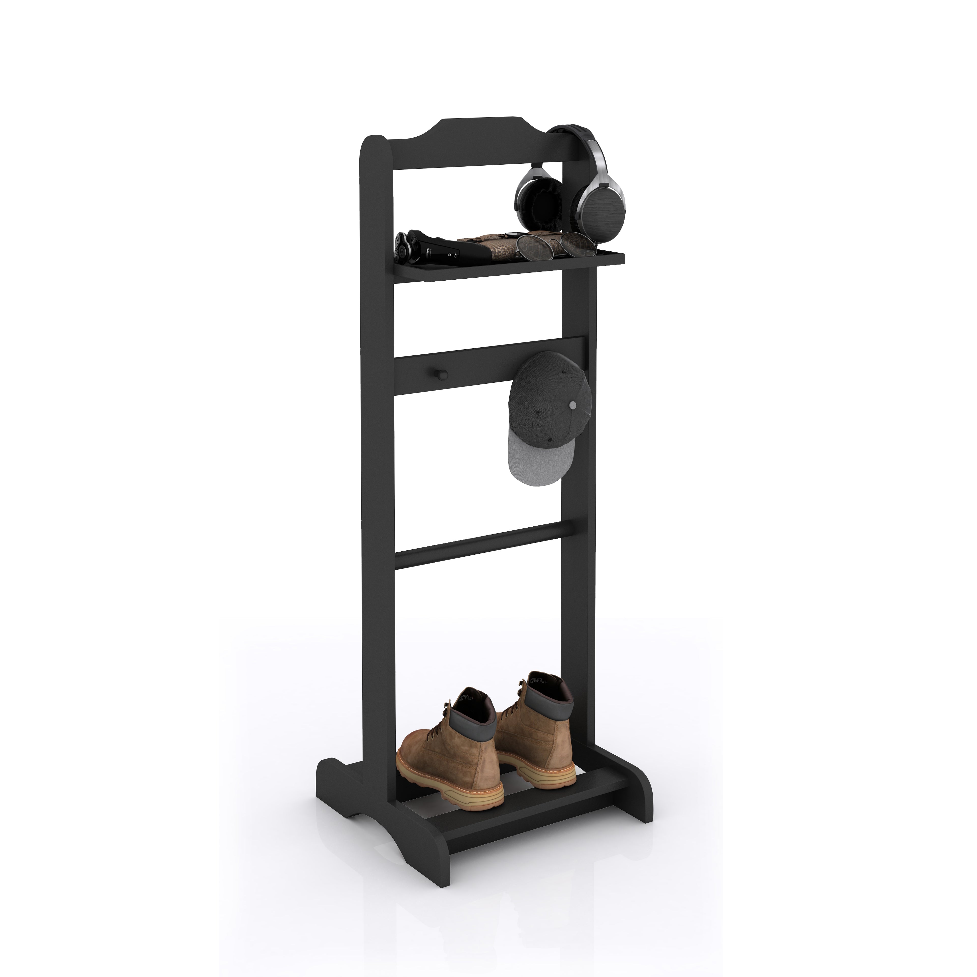 Accent Portable Garment Rack, Clothes Valet Stand with Storage Organizer
