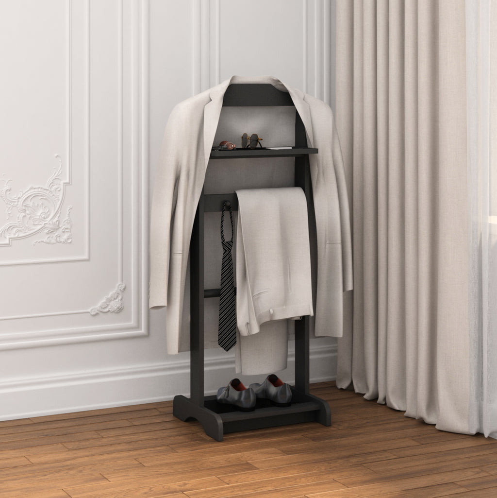 Accent Portable Garment Rack, Clothes Valet Stand with Storage Organizer