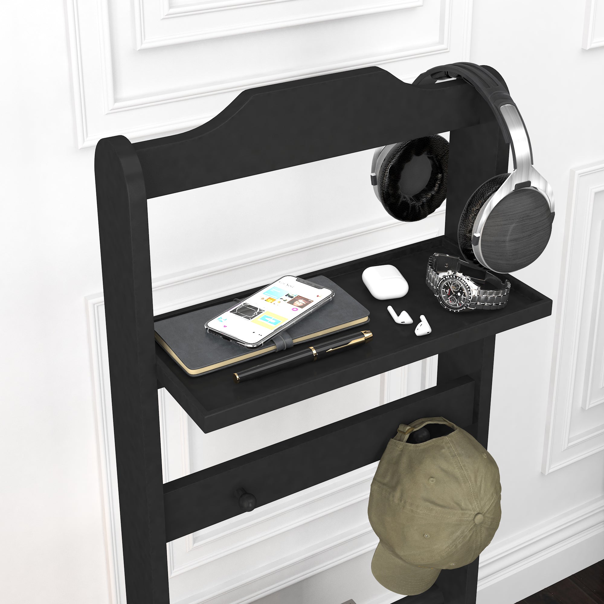 Accent Portable Garment Rack, Clothes Valet Stand with Storage Organizer