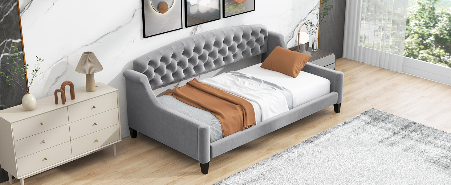 Modern Luxury Tufted Button Daybed - Twin, Gray