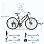 7 Speed Hybrid Bike Disc Brake 700C City Bicycle