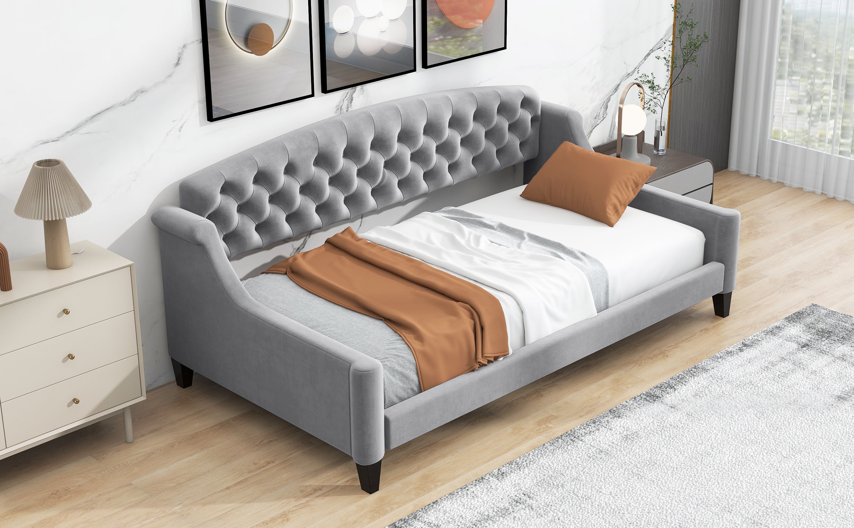 Modern Luxury Tufted Button Daybed - Twin, Gray