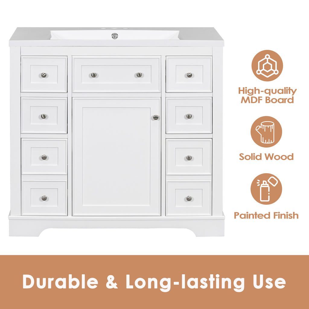 36" Bathroom Vanity without Sink, Cabinet Base Only