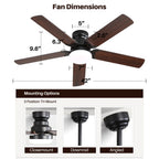 Low Profile 42 Inch Ceiling Fan With LED Light