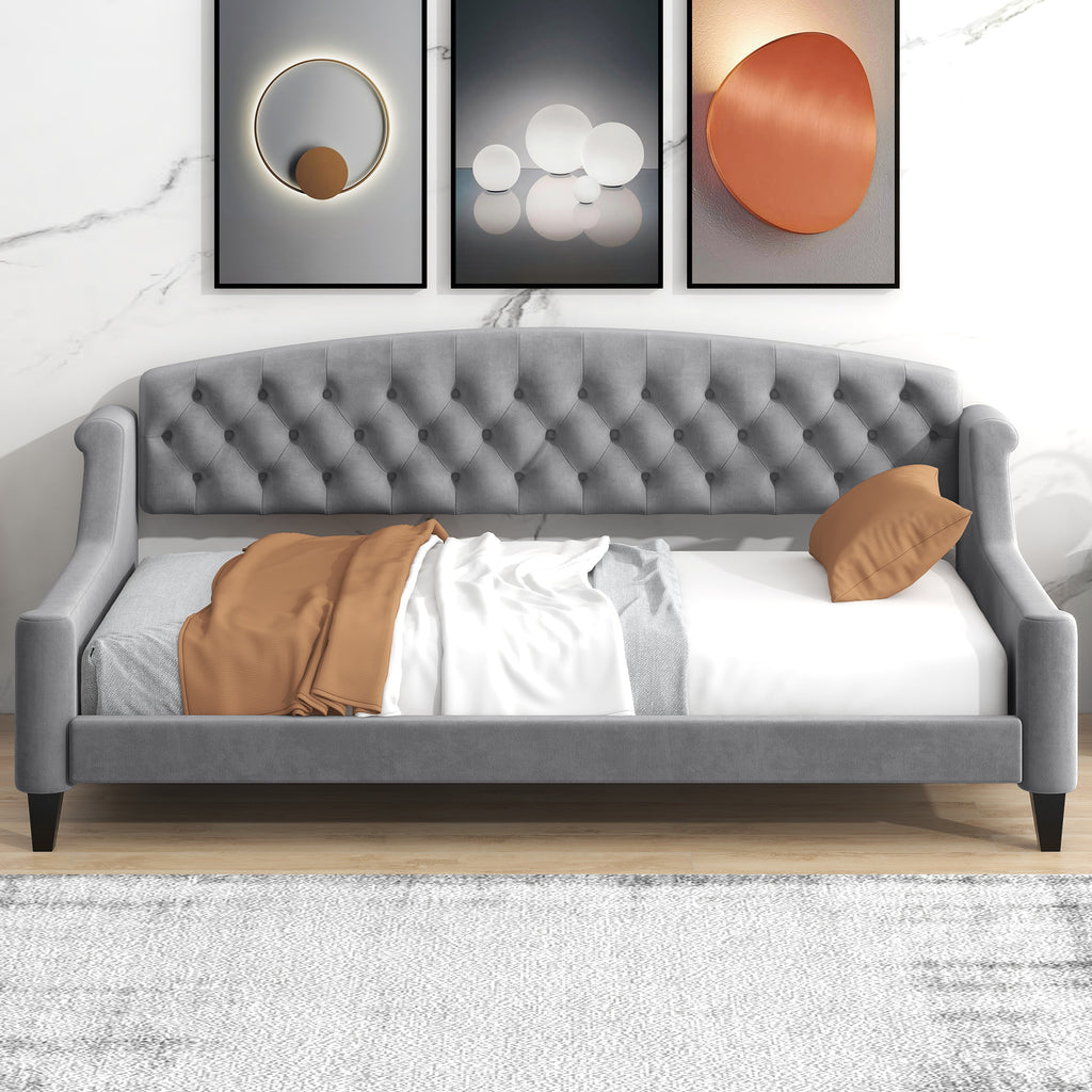 Modern Luxury Tufted Button Daybed - Twin, Gray