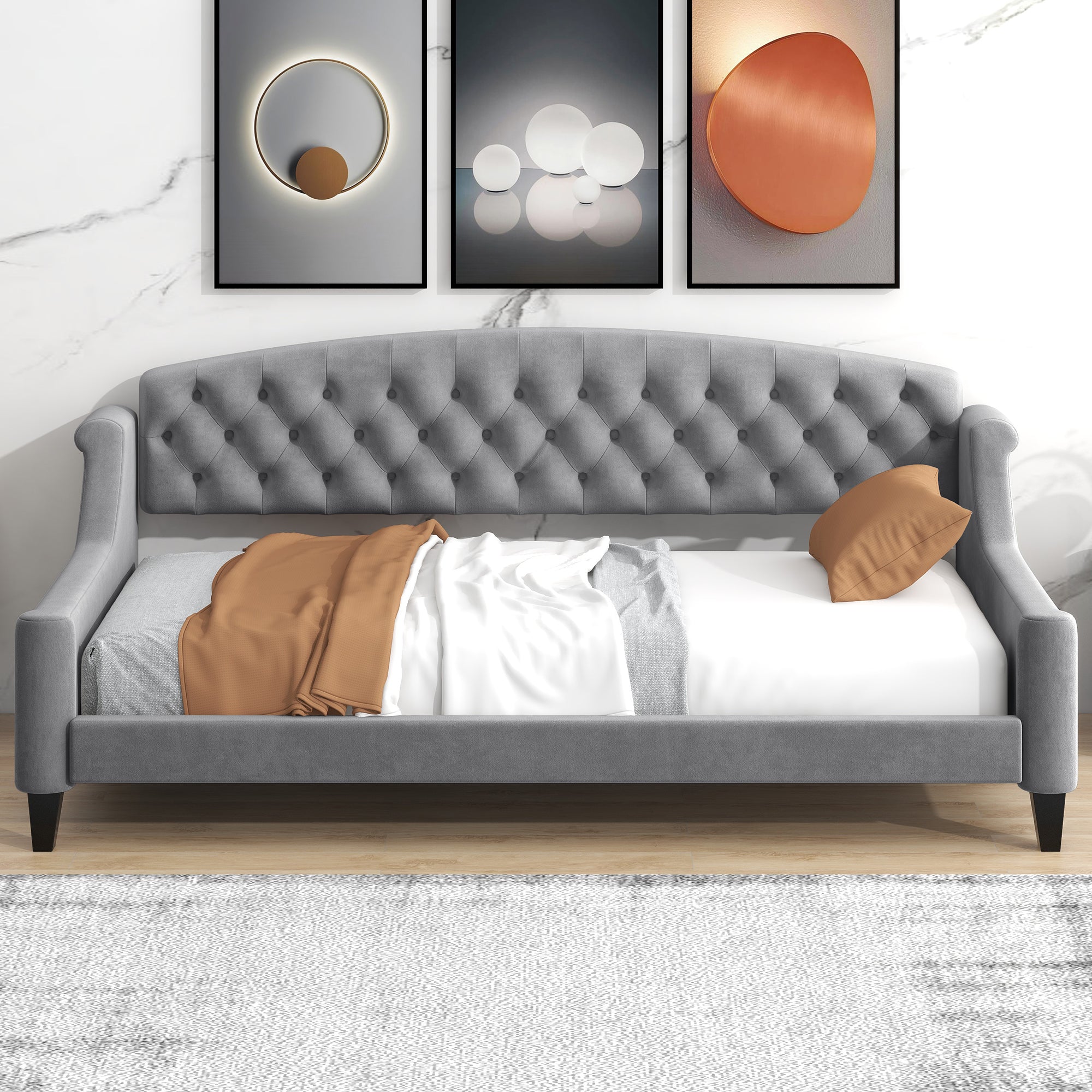 Modern Luxury Tufted Button Daybed - Twin, Gray