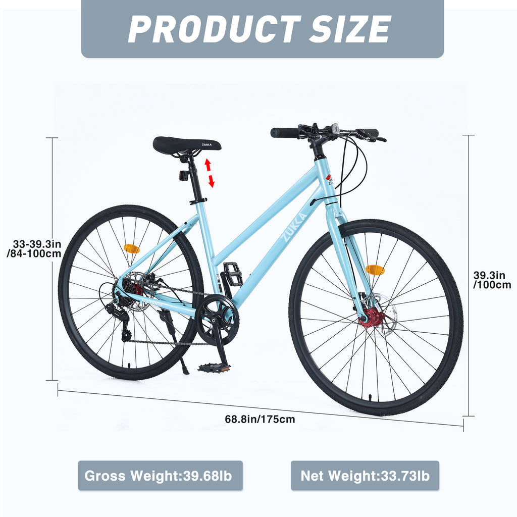 7 Speed Hybrid Bike Disc Brake 700C City Bicycle