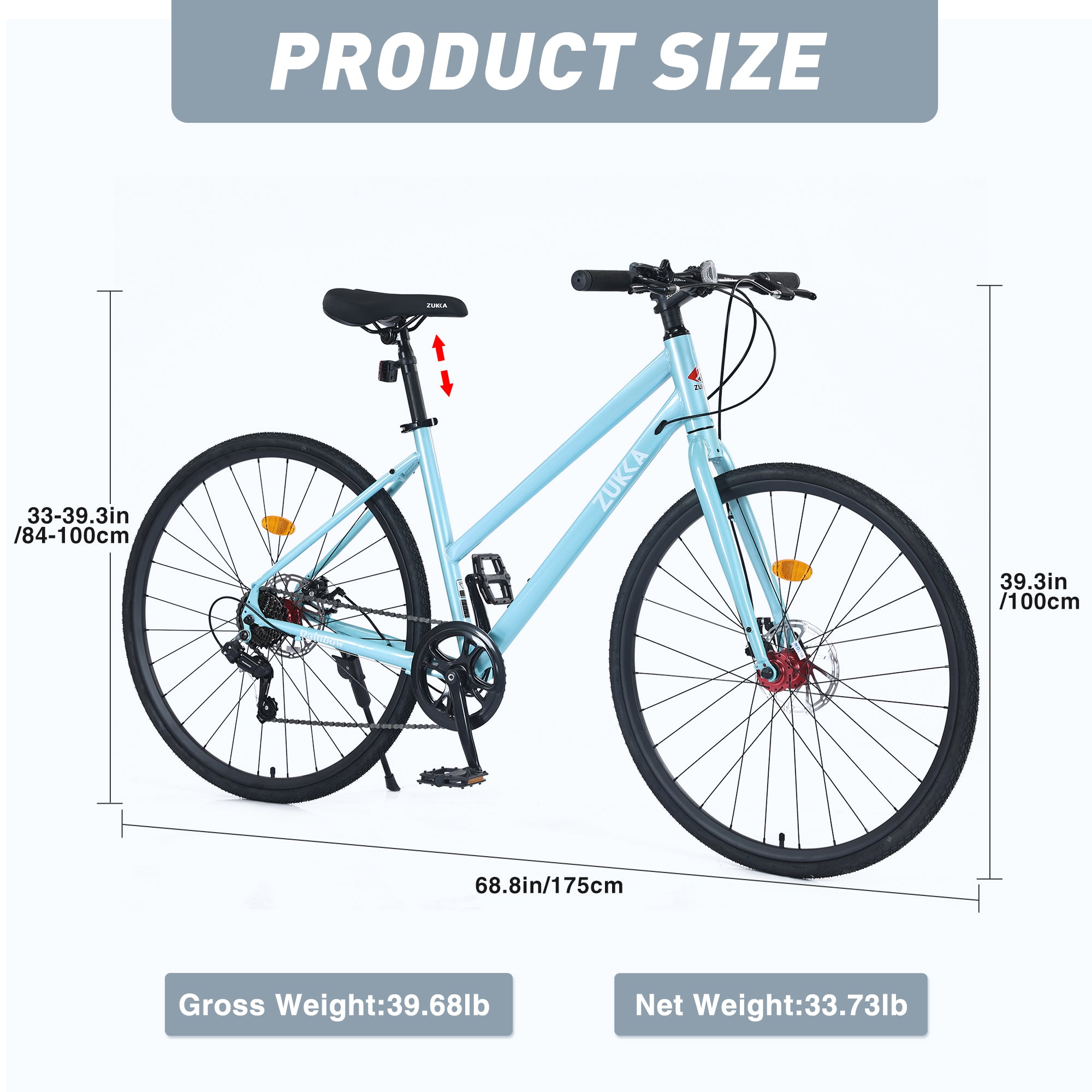 7 Speed Hybrid Bike Disc Brake 700C City Bicycle