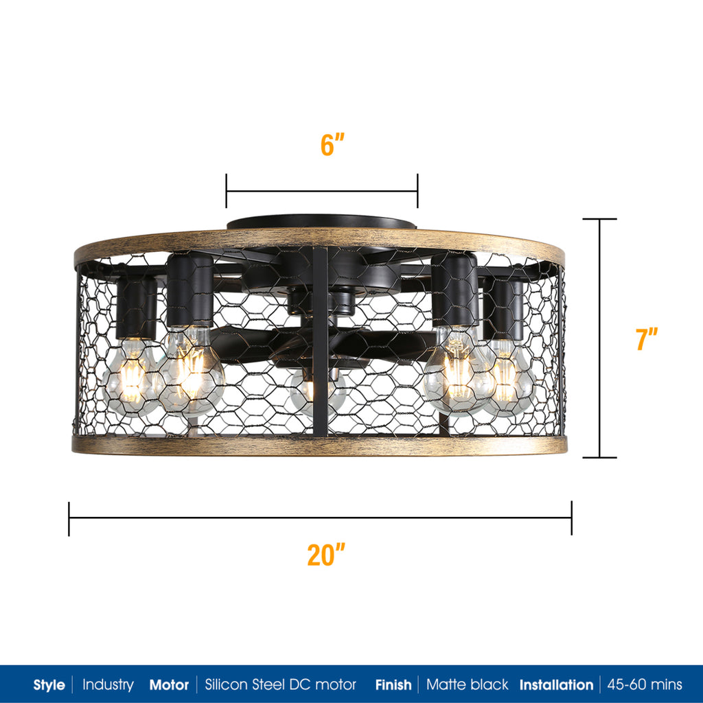 20 Inch Industrial Caged Ceiling Fan