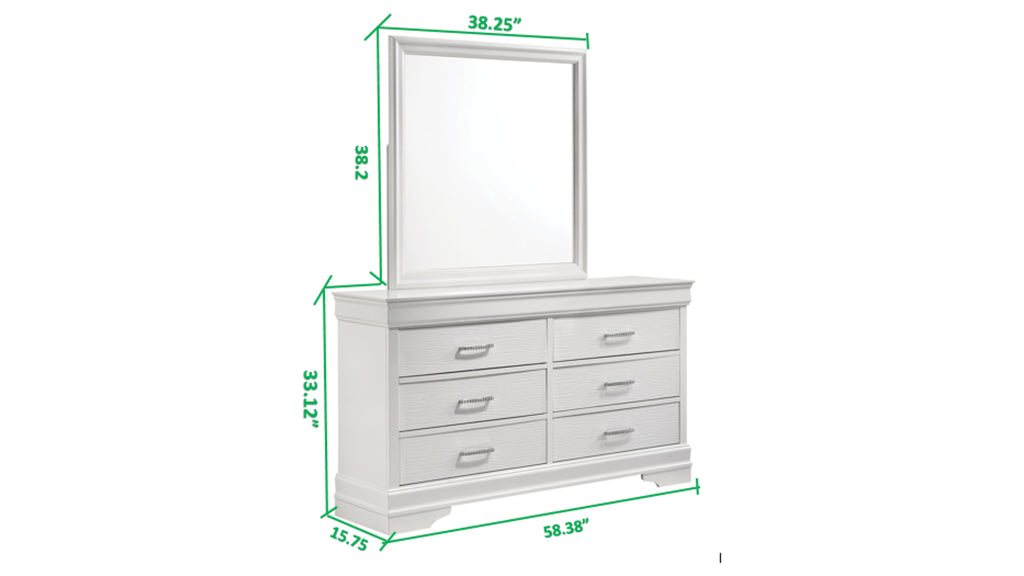 Modern 6 Drawer Dresser in White