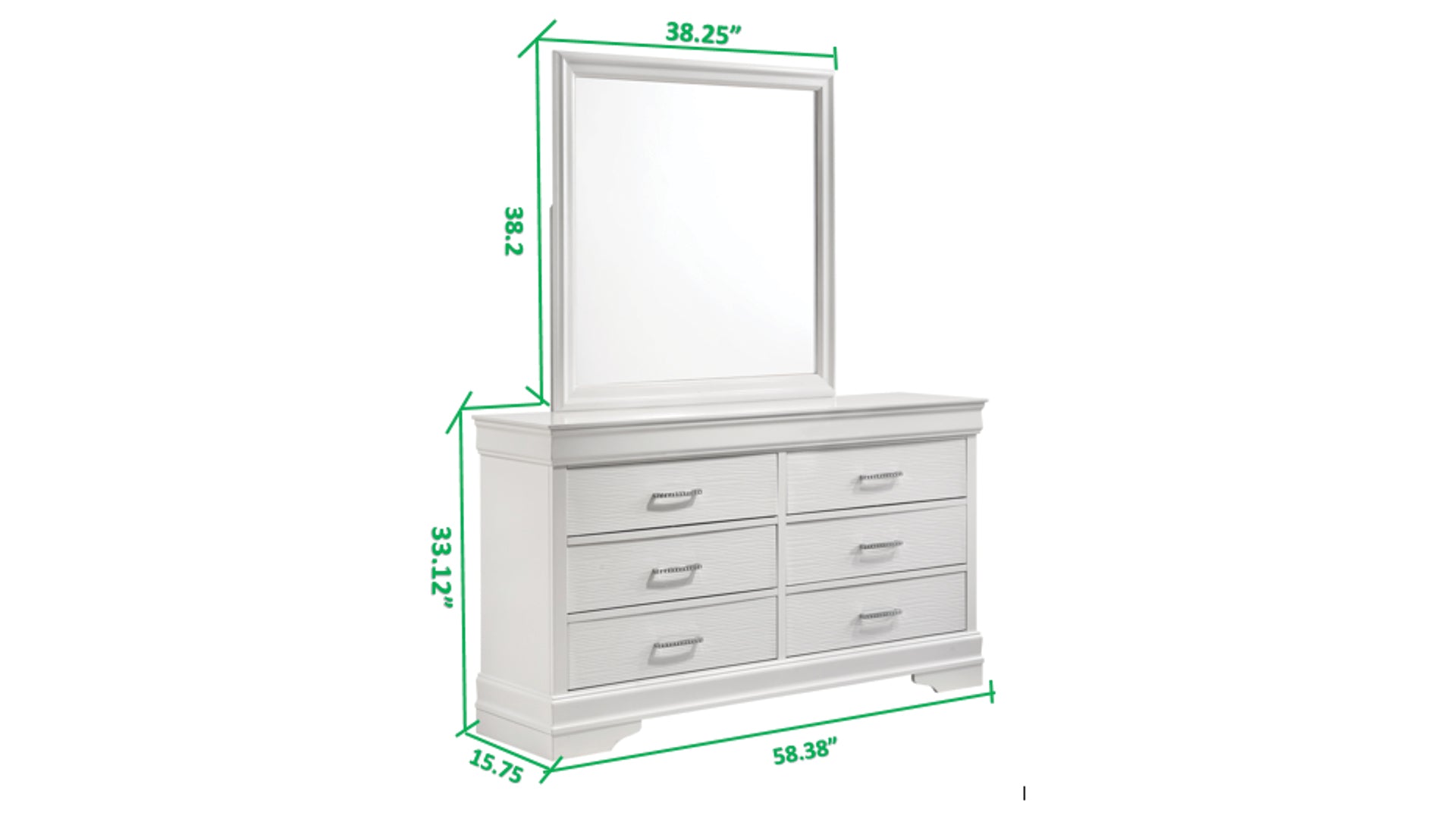 Modern 6 Drawer Dresser in White