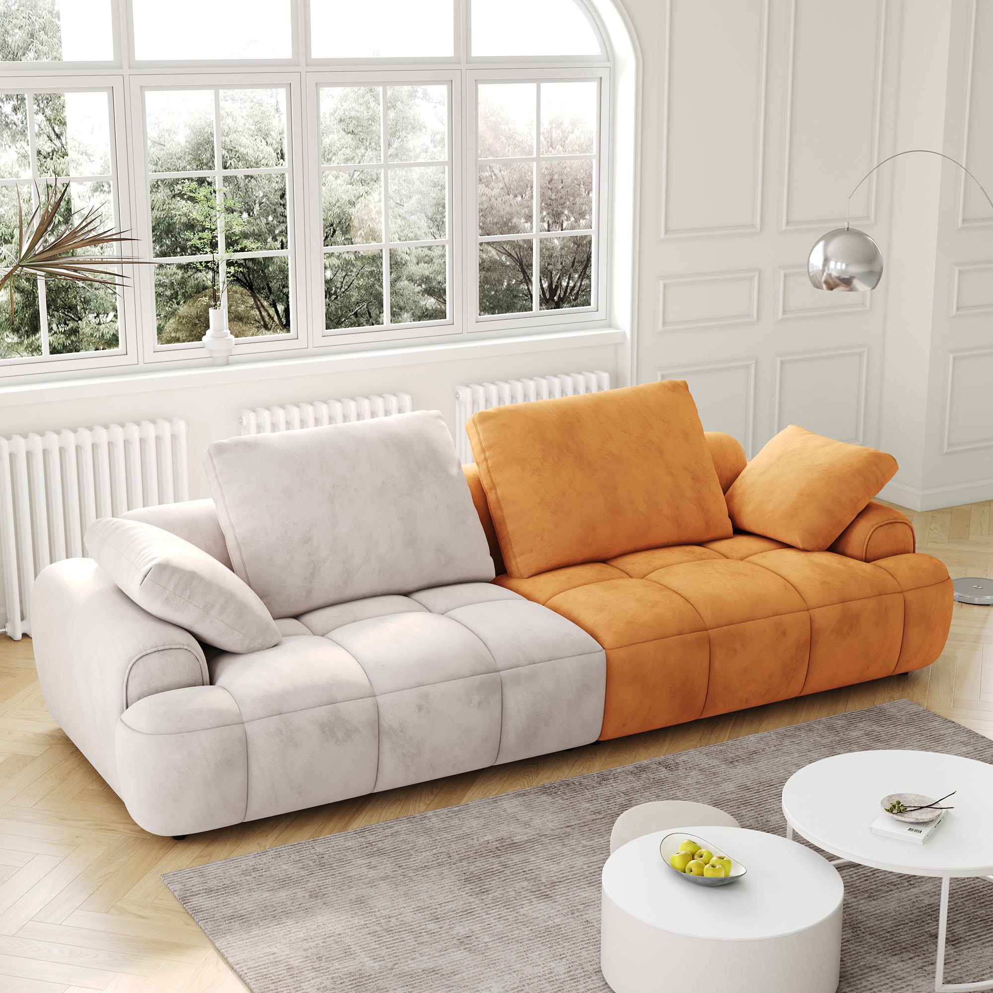Large Two Seat Modern Upholstered Sofa