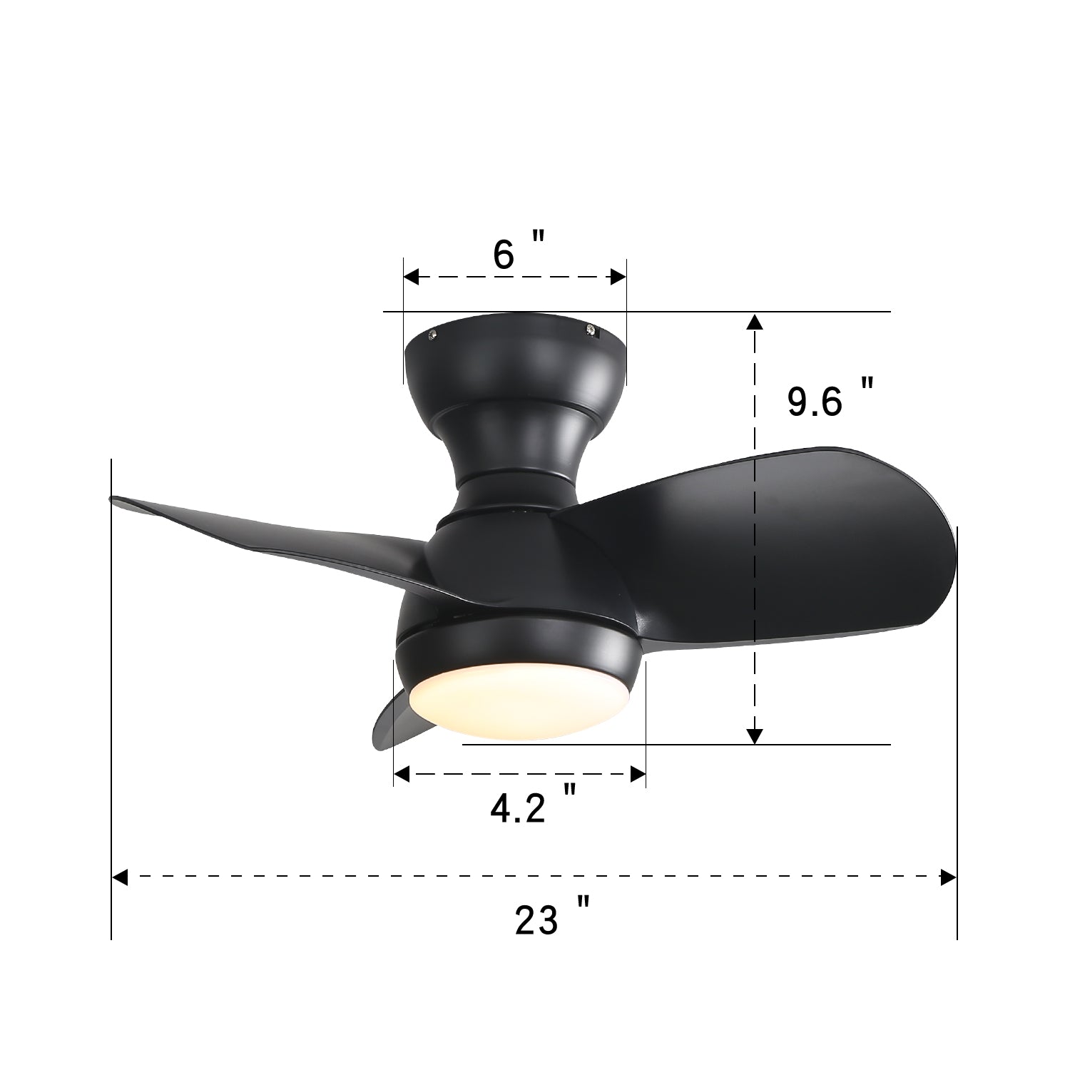23 Inch Bedroom Ceiling Fan With Remote Control DC Motor
