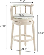 Leather Wooden Bar Stools - 29.5'' Seat Height