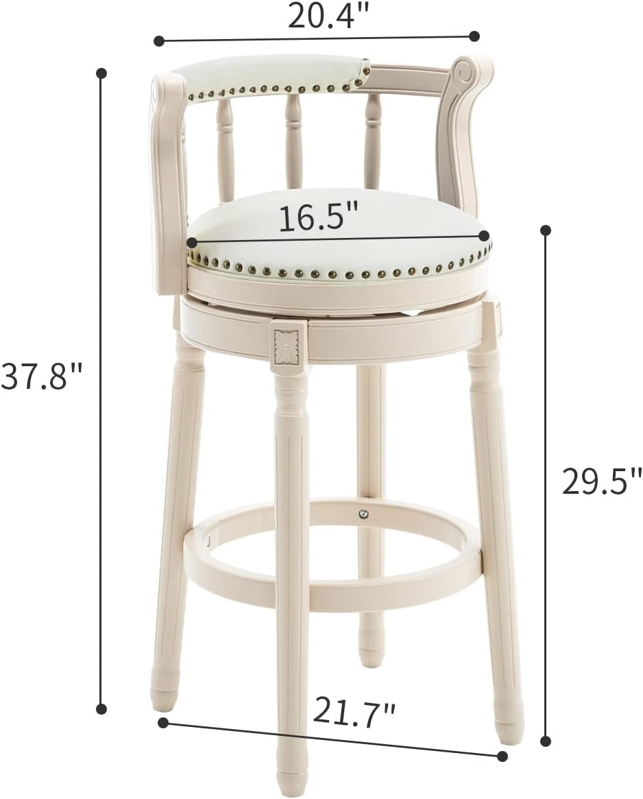 Leather Wooden Bar Stools - 29.5'' Seat Height