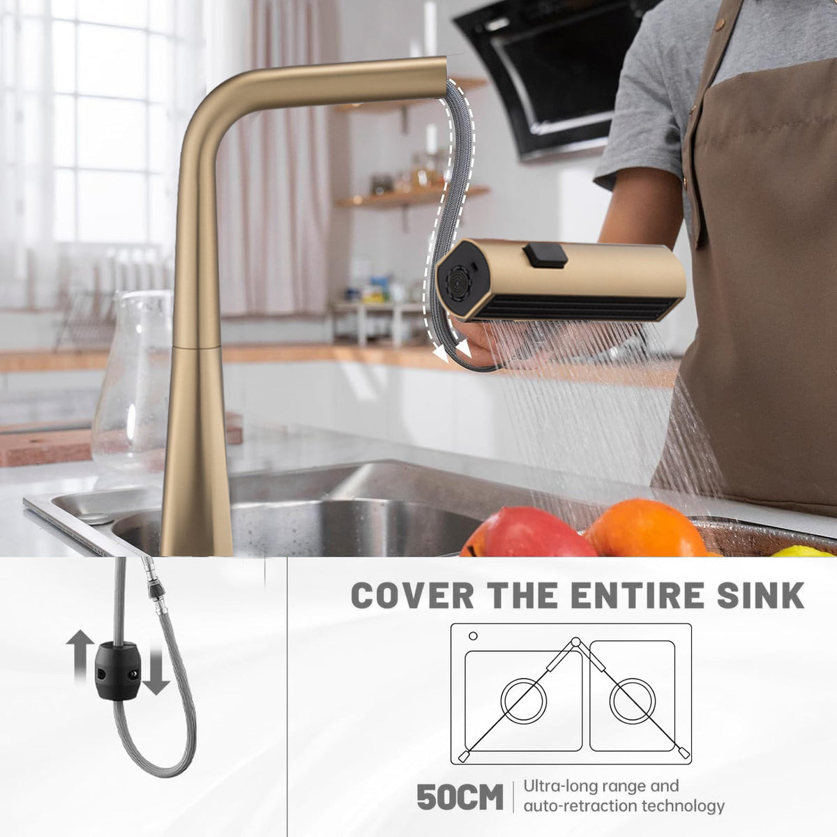 Brushed Gold Kitchen Faucet