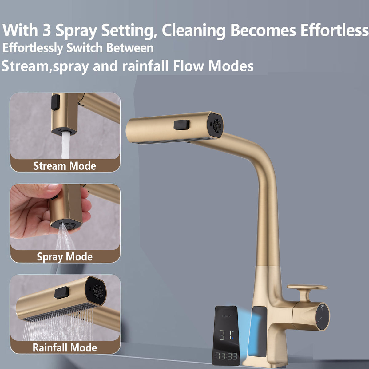 Brushed Gold Kitchen Faucet