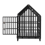 55" Heavy Duty Dog Crate for Large Dogs with Lockable Wheels