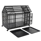 55" Heavy Duty Dog Crate for Large Dogs with Lockable Wheels