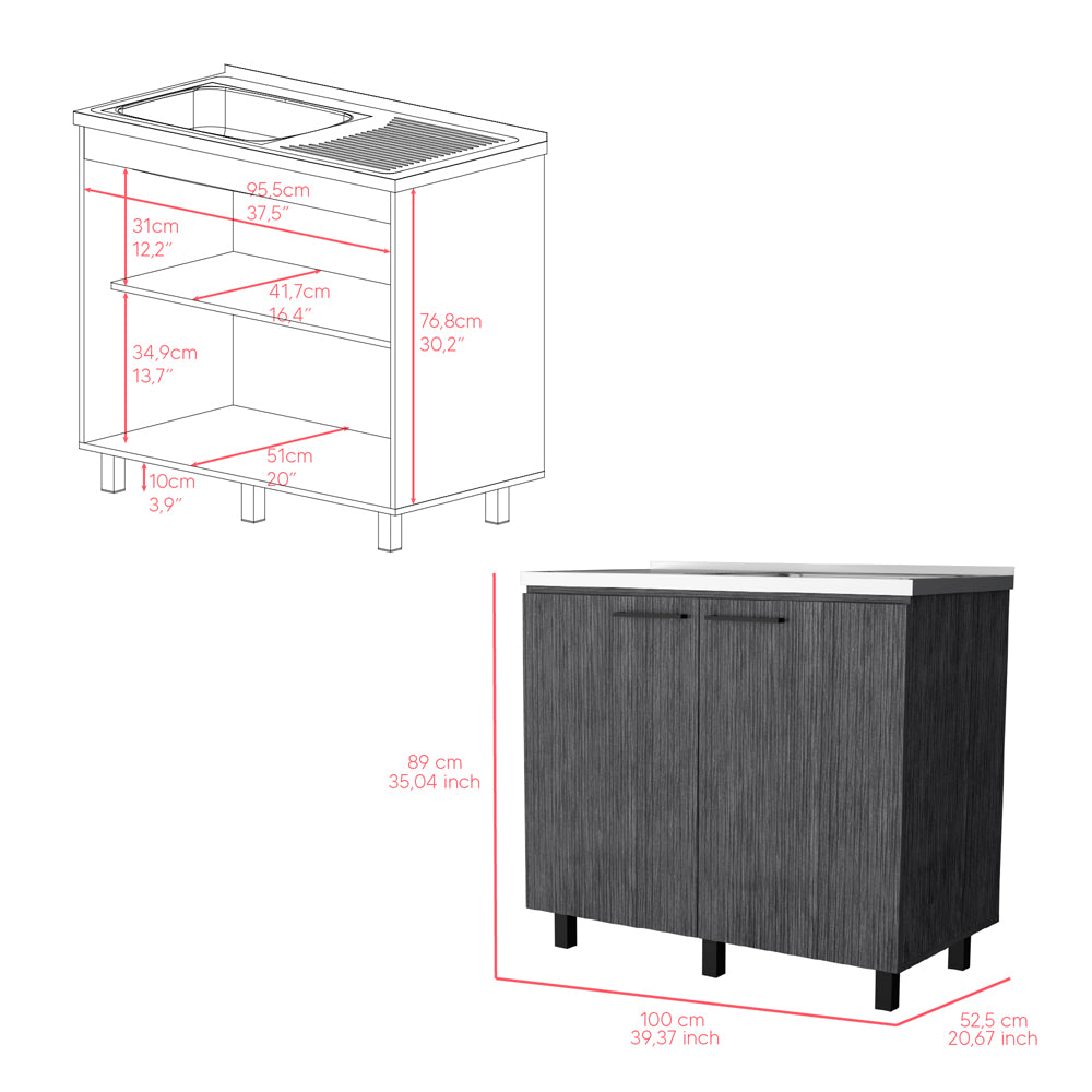 Utility Sink Cabinet Burwood, Kitchen, Smokey