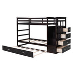 Twin Over Twin Bunk Bed with Trundle and Staircase