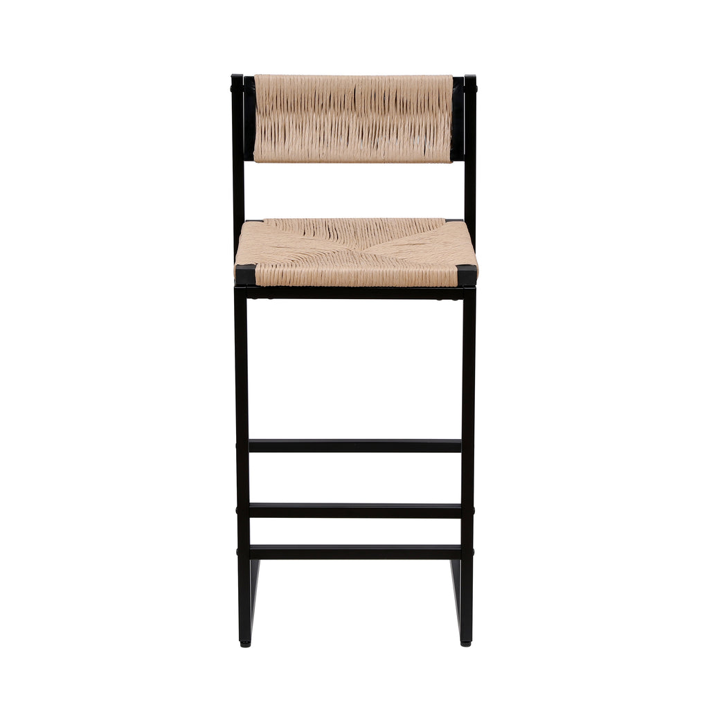 Honey Bar Stools Set of 2 - Paper Rope Weave Dining Chairs
