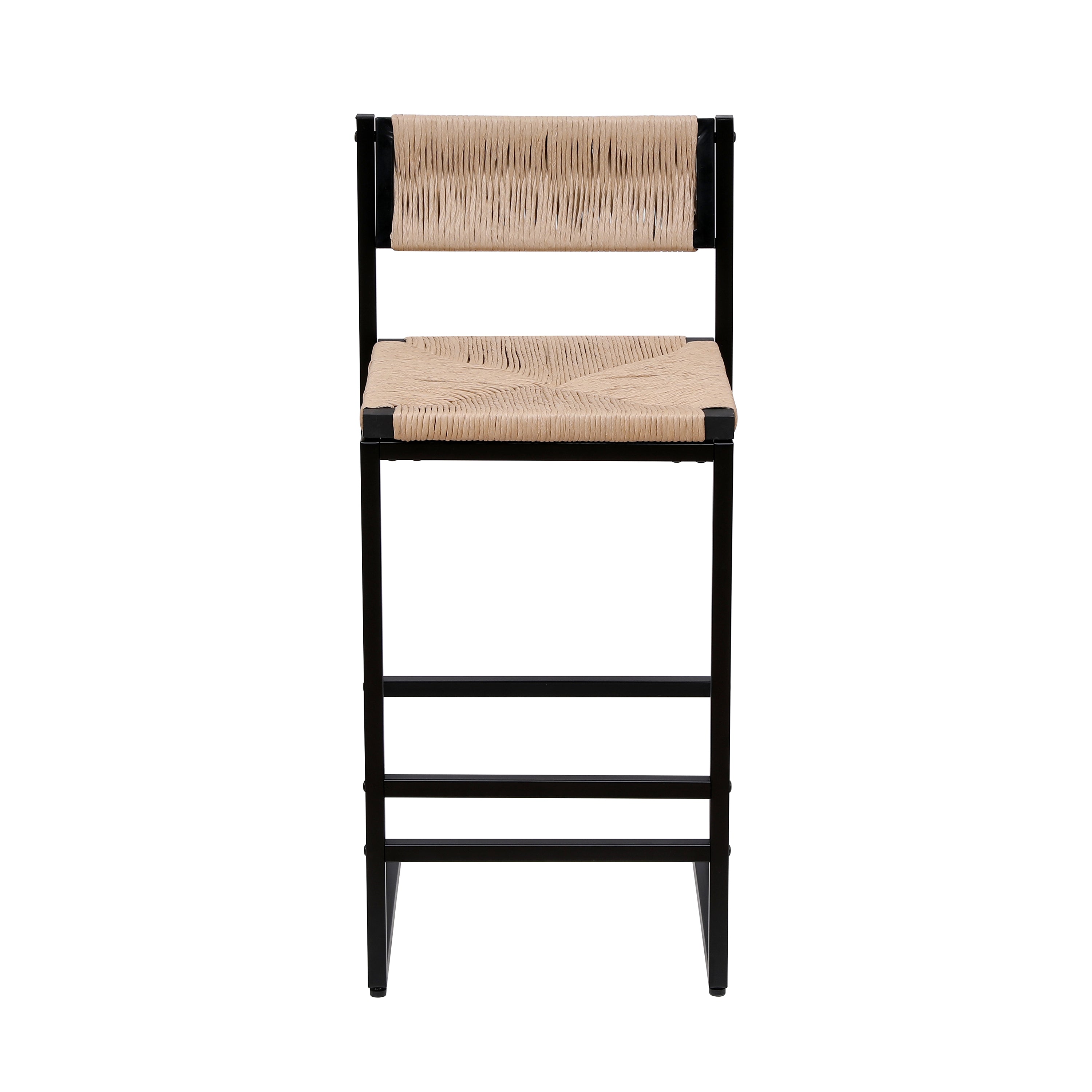 Honey Bar Stools Set of 2 - Paper Rope Weave Dining Chairs