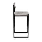 Gray Set of 2 Hand Weave Bar Stools with Back