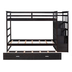 Twin Over Twin Bunk Bed with Trundle and Staircase