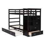 Twin Over Twin Bunk Bed with Trundle and Staircase