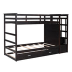 Twin Over Twin Bunk Bed with Trundle and Staircase