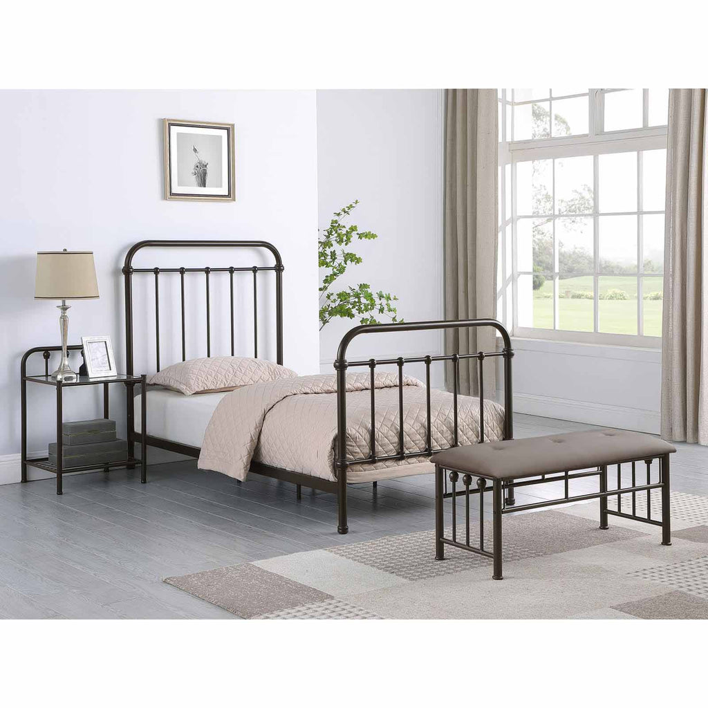 Dark Bronze Metal Spindle Twin Panel Bed
