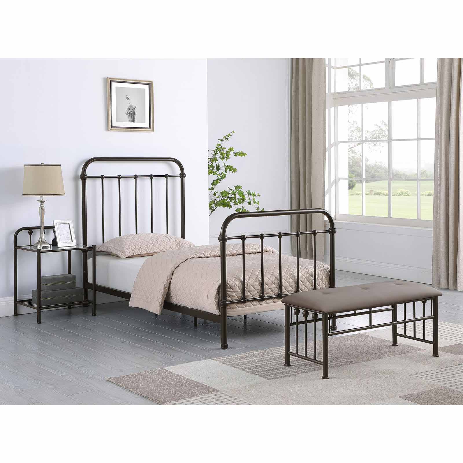Dark Bronze Metal Spindle Twin Panel Bed