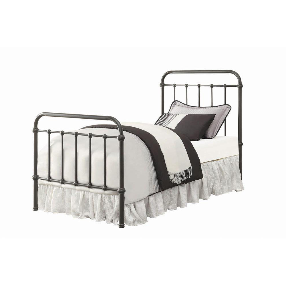 Dark Bronze Metal Spindle Twin Panel Bed