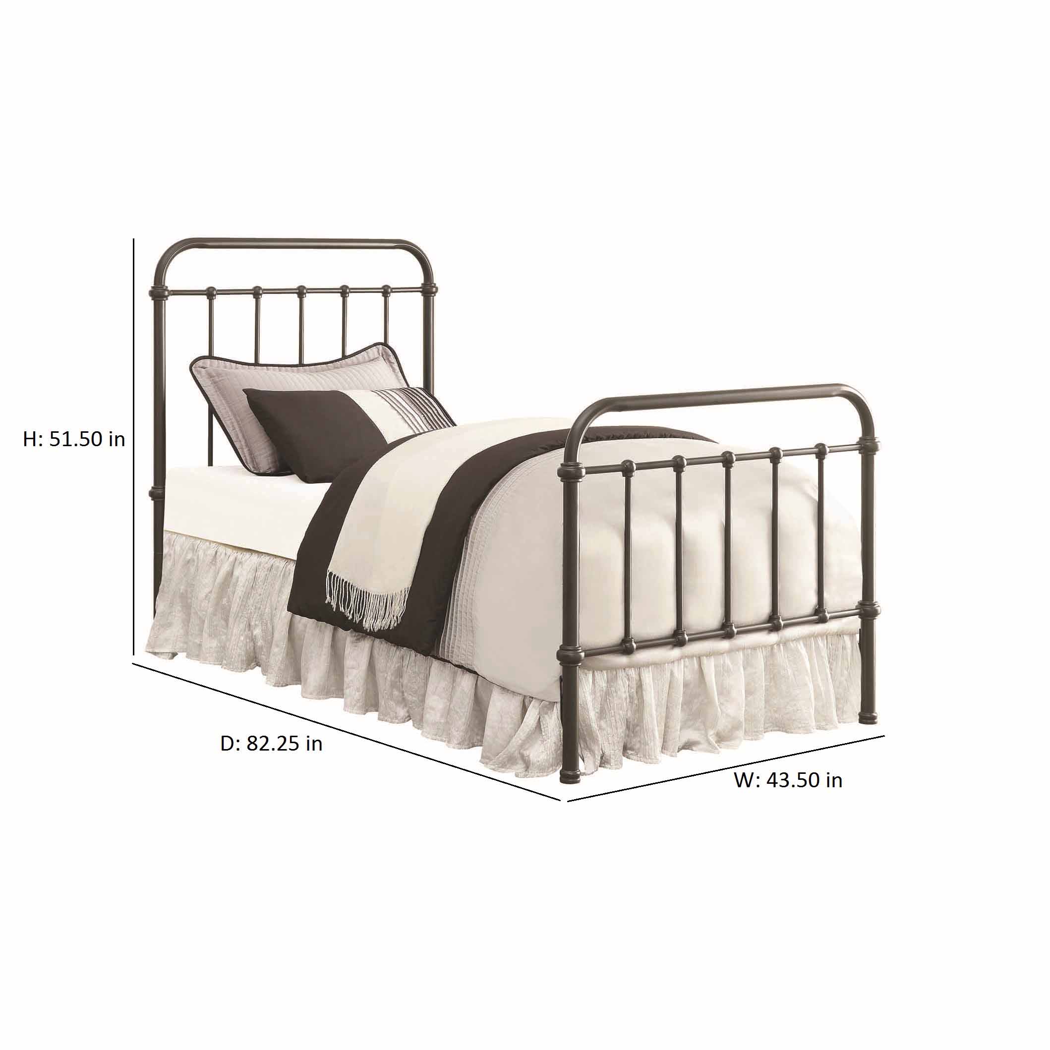 Dark Bronze Metal Spindle Twin Panel Bed