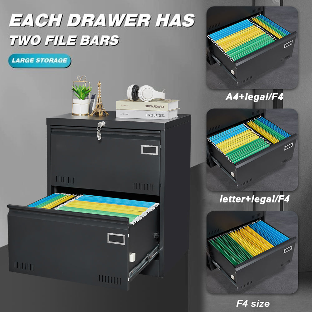 2 Drawer Lateral File Cabinet with Lock