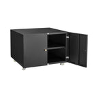 Black Metal Double-Door Printer Cabinet with 360° Lockable Casters