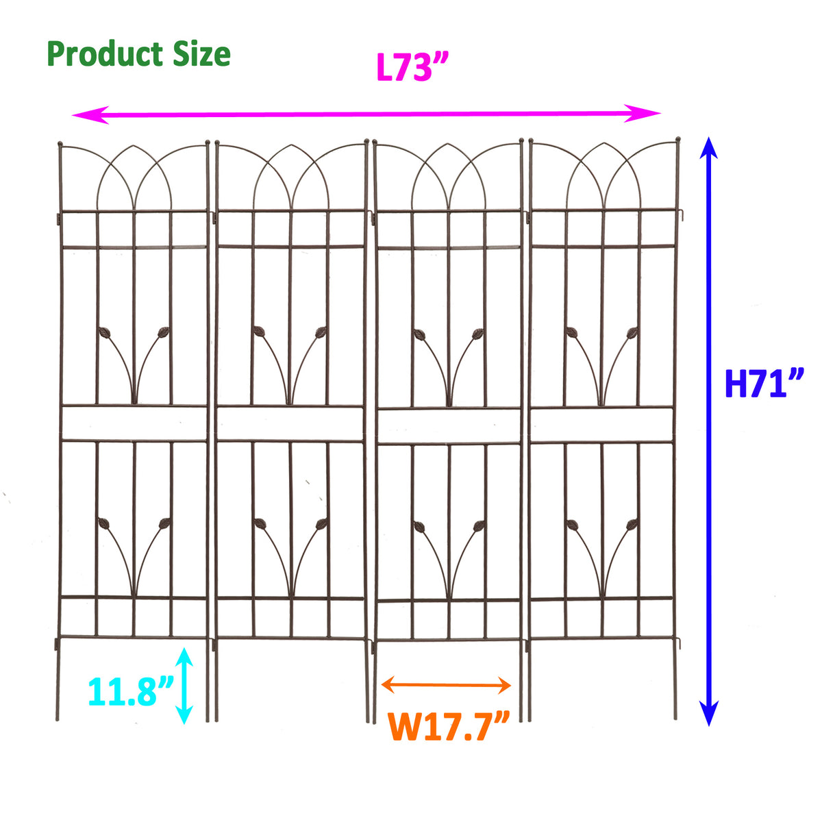 4 Pack Metal Garden Trellis 71" x 17.7"