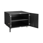 Black Metal Double-Door Printer Cabinet with 360° Lockable Casters