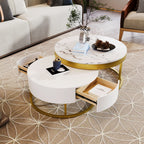 Modern Round Nesting Coffee Table with Drawers