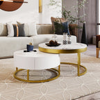 Modern Round Nesting Coffee Table with Drawers