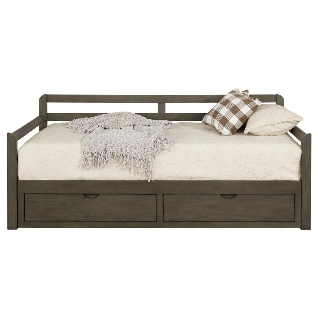 Grey 2-Drawer Daybed with Extension Trundle