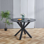 42.1" Black Mid-Century Dining Table for 4-6 People