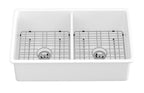 32"x19"x10" Undermount Double Bowl Fireclay Kitchen Sink