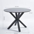 42.1" Black Mid-Century Dining Table for 4-6 People