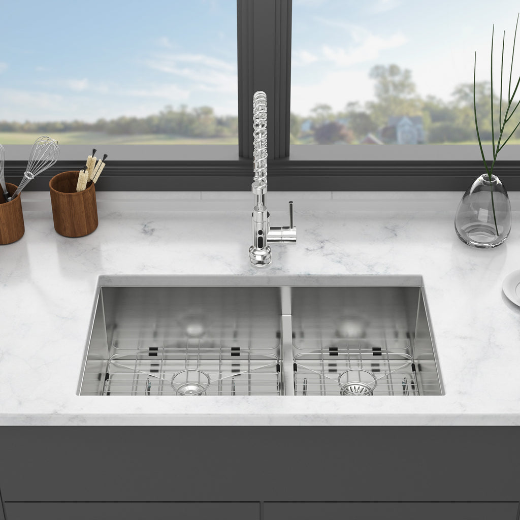 33"x19" Undermount Double Bowl Kitchen Sink