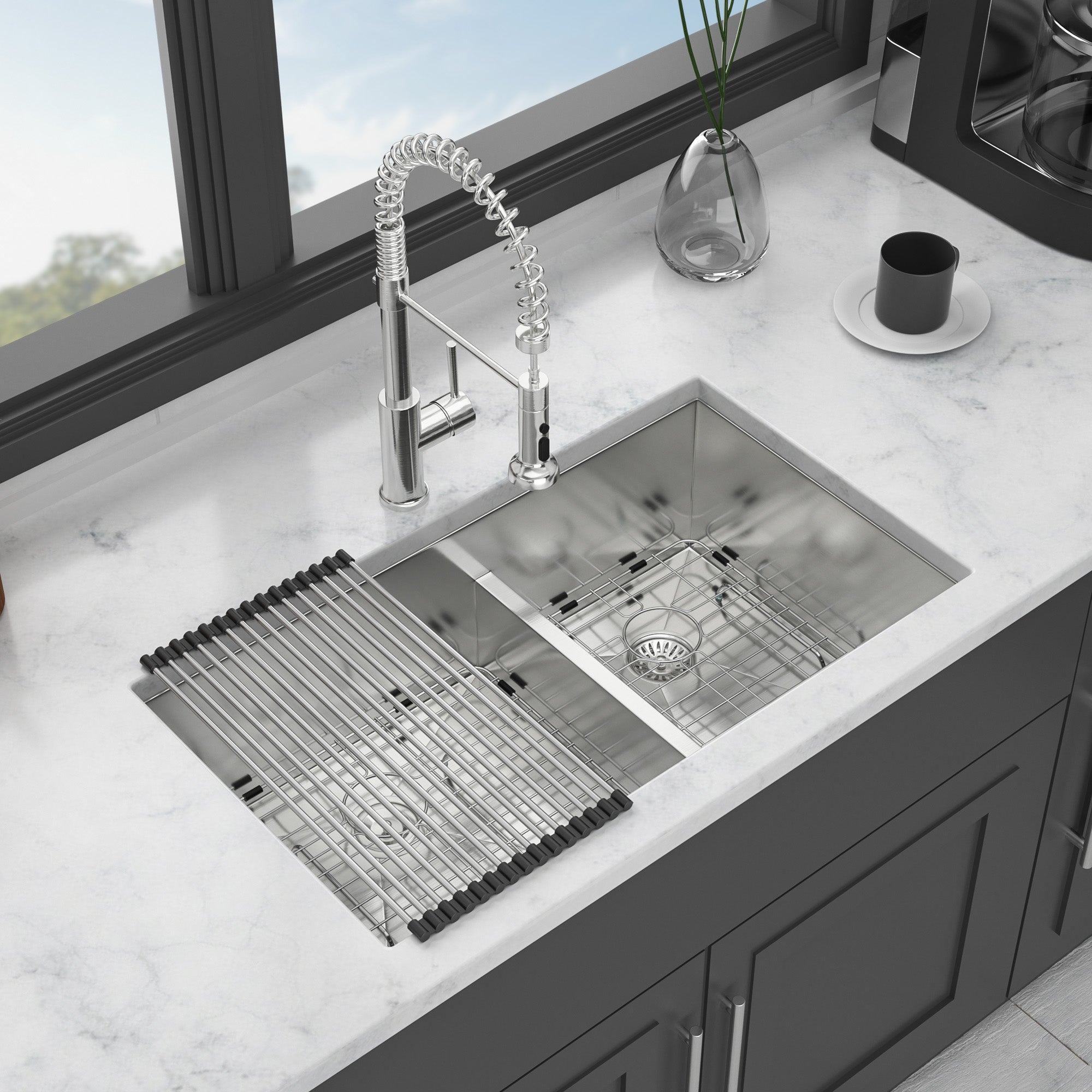 33"x19" Undermount Double Bowl Kitchen Sink