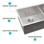 33"x19" Undermount Double Bowl Kitchen Sink