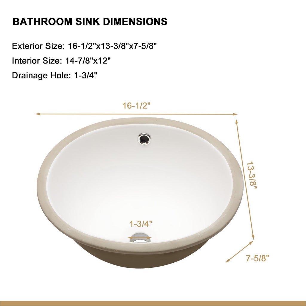 16.5"x13.4" Undermount Bathroom Sink