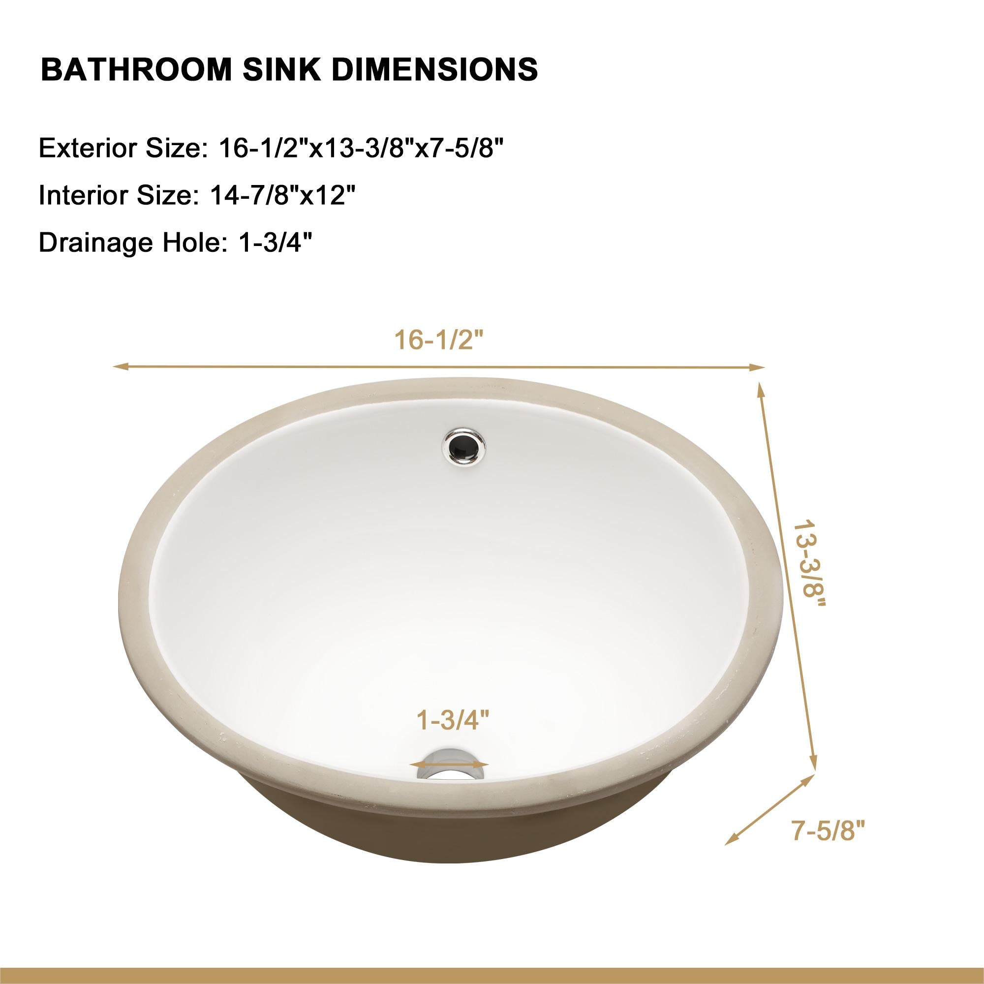 16.5"x13.4" Undermount Bathroom Sink